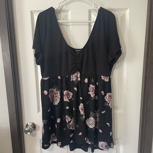 Flowered Babydoll Blouse